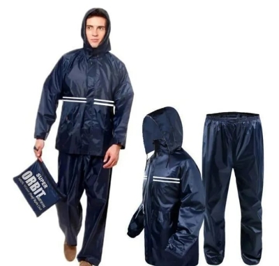 Picture of raincoat for men waterproof nylon fabrics xl/xxl/black and blue colour double part.