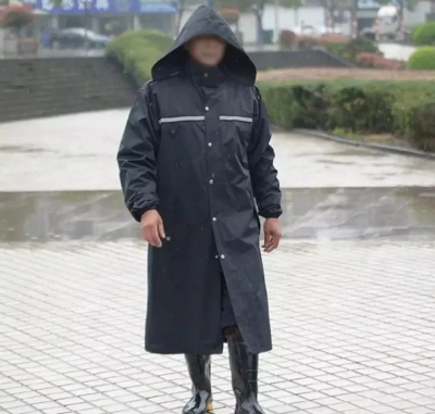 Picture of One part hoodie system heat sealing long raincoat  for men One part hoodie system heat sealing long raincoat for men