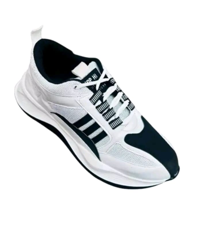 Picture of New Best Collection 2025 Comfortable Stylish & Fashionable Sports Look, Lace Up, Slip-on & Pull-on, Light Weight - White and Black Color Combination Sneaker For Men - Perfect For Any Occasion