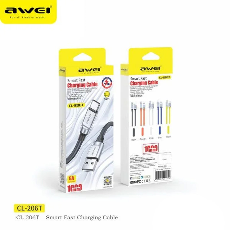 Picture of Awei CL-206T USB Cable 5A Fast Charging Cable Quick Charge - Gray