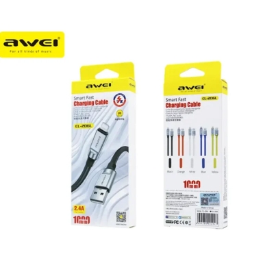 Picture of Awei CL-206L Lightning Cable Fast Charging 2.4A Data Sync Cord Quick Charge - White