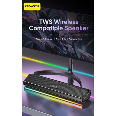 Picture of AWEI KA51 12W TWS Wireless Speaker with RGB Lights & 1800mAh Battery - Black