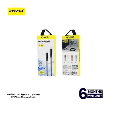 Picture of AWEI CL-182i Type-C to Lightning 27W Fast Charging Cable - Black