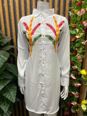 Picture of Stylish Kashmiri Cotton Tops for Women. Stylish Kashmiri Cotton Kashmiri Kurta / Short Kamiz for Women