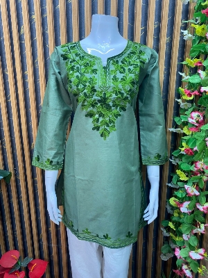 Picture of Stylish Kashmiri Cotton Tops for Women. Stylish Kashmiri Cotton Kashmiri Kurta / Short Kamiz for Women