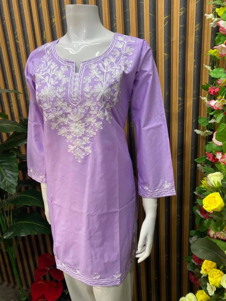 Picture of Stylish Kashmiri Cotton Tops for Women. Stylish Kashmiri Cotton Kashmiri Kurta / Short Kamiz for Women