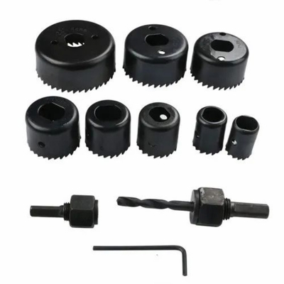 Picture of 8PCS Hole Saw Kit 64mm-127mm Drill Bit Set perfect for Woodworking, PVC Plastic Board and Pipes - Black