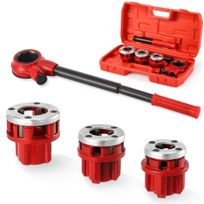 Picture of 1/2", 3/4", 1",1-1/4"  Ratchet Die Stock Set For (gi,pp,ppr) Thread Cutting - Red