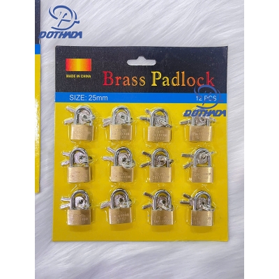 Picture of Dothada 25mm Brass Padlock Set (12 Pcs) – Heavy Duty Security Lock for Indoor & Outdoor Use - Gold