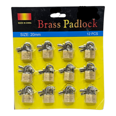 Picture of Dothada 20mm Brass Padlock Set (12 Pcs) – Heavy Duty Security Lock for Indoor & Outdoor Use - Gold