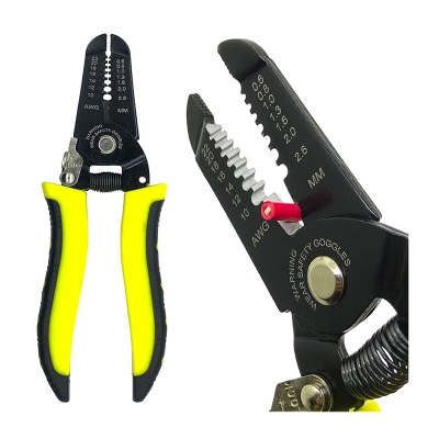 Picture of 7" Multi Functional Wire Stripper & Cutter – Professional Electrical Cable Stripping Tool for Electrician - Yellow