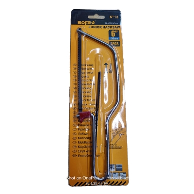 Picture of Mini Hacksaw Frame (150mm 6") With Saw Blade - Yellow