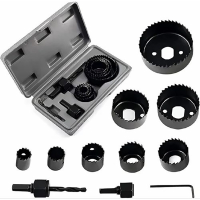 Picture of 16pcs Carbon Steel Hole Saw Set For Multipurpose Use 19mm to 227mm - Black