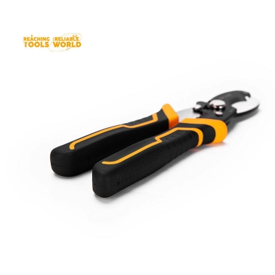 Picture of DINGQI 8" Inch Cable Wire Stripper Plier Tool TPR Handle Hand Wire Stripper With Cable Cutter 67003 - Yellow