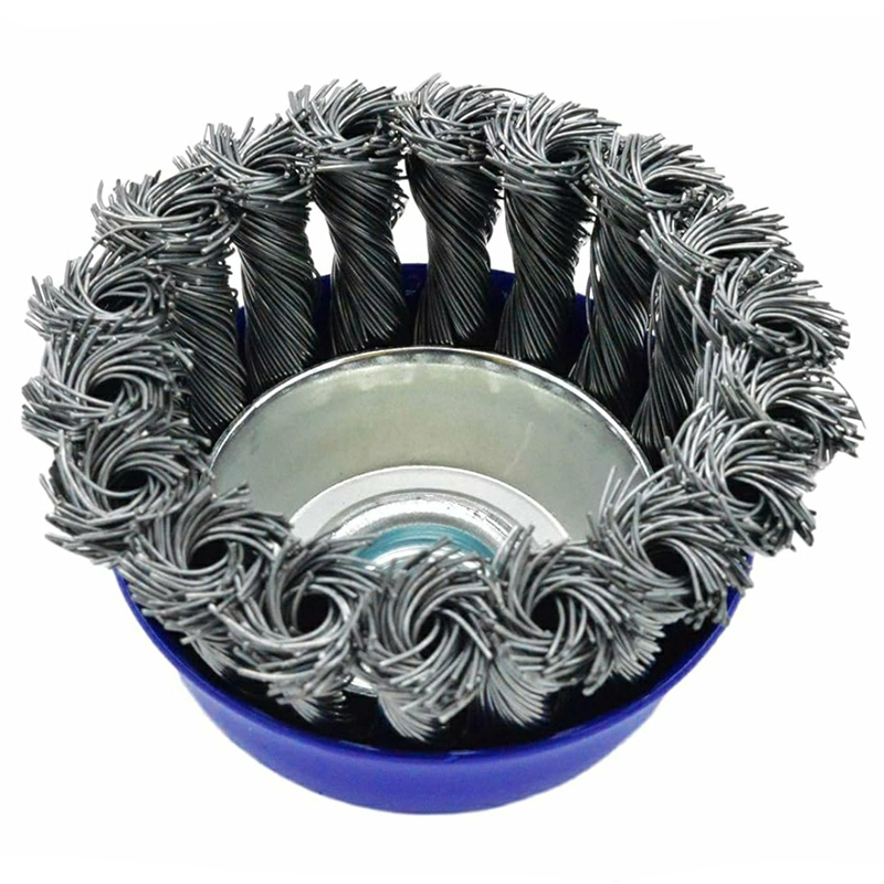 Picture of 3" Inch Steel Twisted Wire Cup Brush For Removing Rust, Paint And Polishing For 4-Inch Angle Grinder - Blue