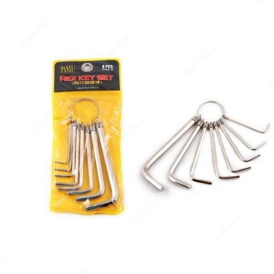 Picture of Mini Hex Key Allen Set – Premium Chrome Vanadium Steel | Portable Multi Size Tool Kit for Bike, Furniture & Machine Repair - Silver