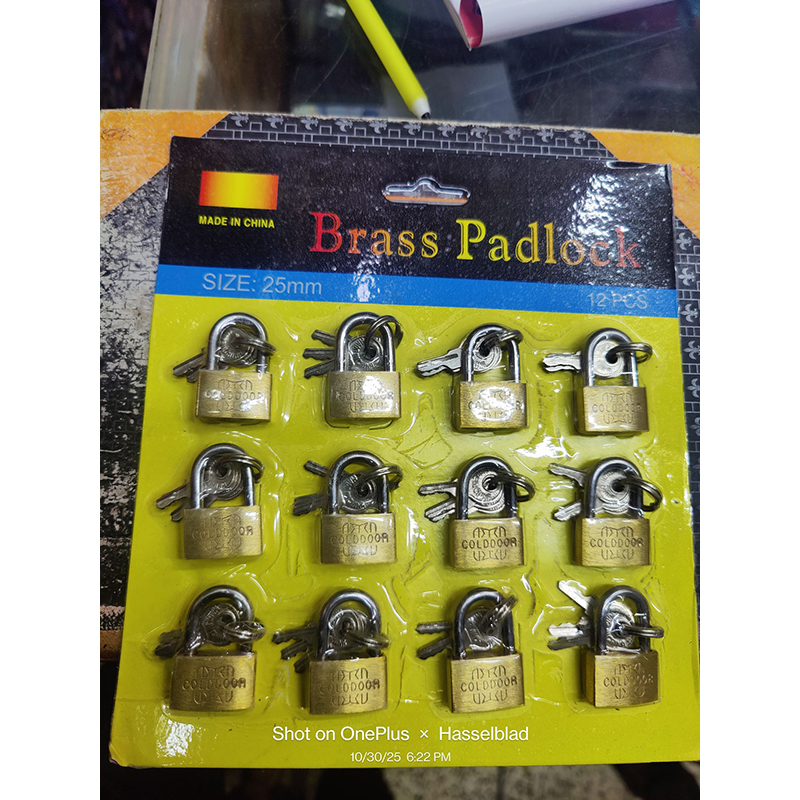 Picture of Dothada 25mm Brass Padlock Set (12 Pcs) – Heavy Duty Security Lock for Indoor & Outdoor Use - Gold