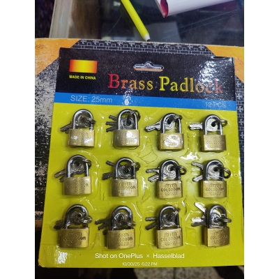 Picture of Dothada 25mm Brass Padlock Set (12 Pcs) – Heavy Duty Security Lock for Indoor & Outdoor Use - Gold
