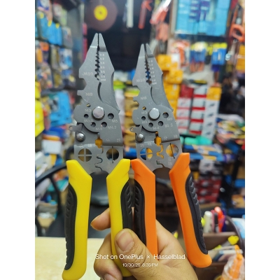 Picture of multi functional wire stripper, wire cutting pliers, electrician tool, wire crimping pliers, carbon steel pliers, multi purpose wire cutter, professional stripping pliers