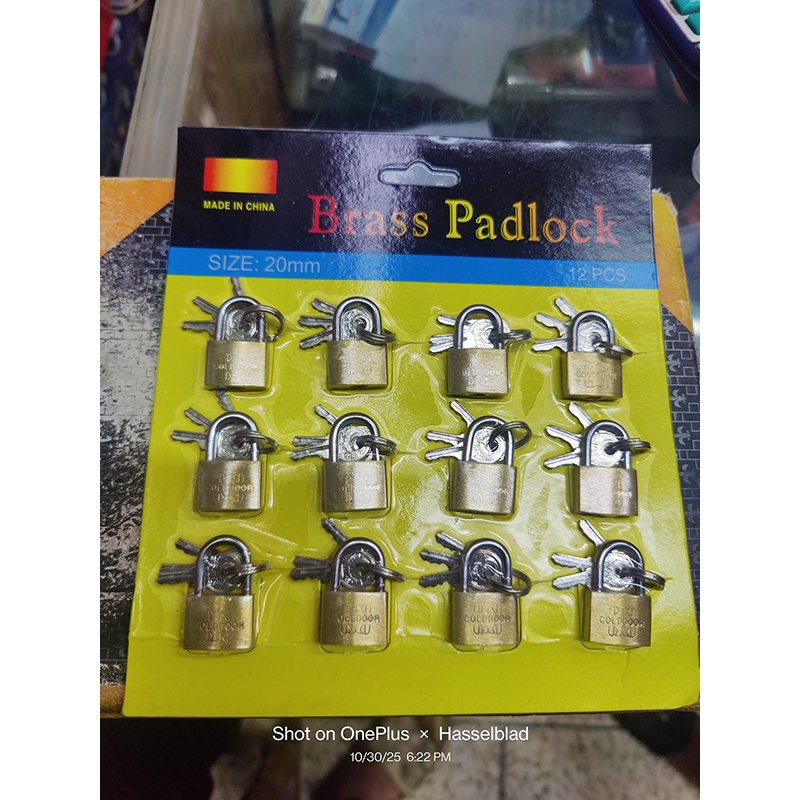 Picture of Dothada 20mm Brass Padlock Set (12 Pcs) – Heavy Duty Security Lock for Indoor & Outdoor Use - Gold