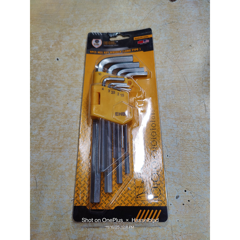 Picture of “EHBL 9PCS Long Type Hex Key Set – CRV Steel Premium Wrench Set” - Yellow