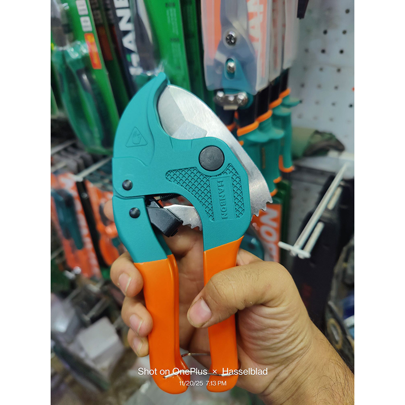 Picture of HANBON Heavy Duty 42mm PVC Pipe Cutter | Professional Ratchet Pipe Cutting Tool | PVC/PPR/PE Pipe Cutter - Orange