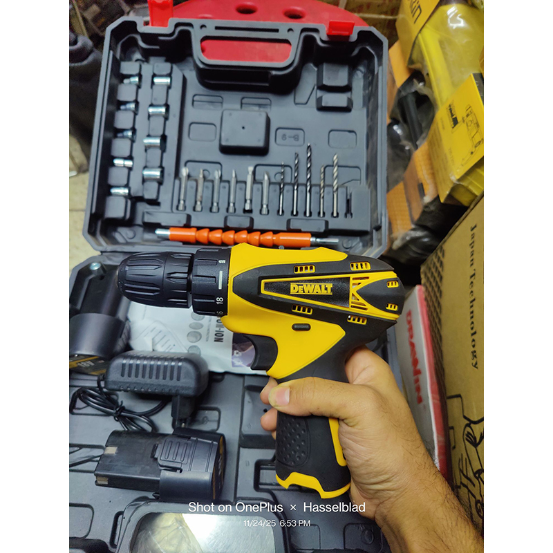 Picture of Dewalt 18V Cordless Drill Machine Set – Double  Battery High Power Rechargeable Drill & Screwdriver Kit - Yellow
