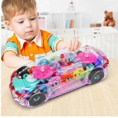Picture of Concept Racing Car Toy Musical Toys 360 Degrees Rotating Transparent Car with Music & 3D Flashing Lights for Kids Toy Multicolour