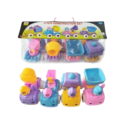 Picture of 4 Pcs Colorful Mini Construction Vehicle Toy Set for Kids – Friction Powered Trucks