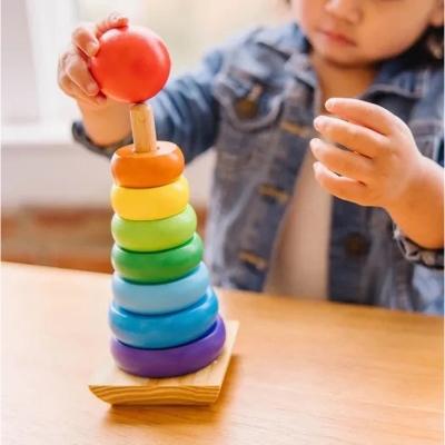 Picture of Wooden Rainbow Tower Stacking Educational Toy for Kids & Toddlers