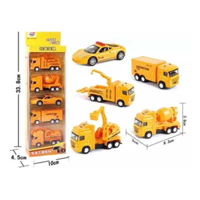 Picture of 5pics Mini Construction Trucks Set for Kids, Diecast Alloy Model Cars , Pull-back Function, Birthday Gifts for Boys Yellow
