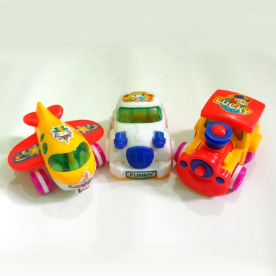 Picture of 3 Piece Push And Go Friction Toy Car (Set of Airplane, Car, Train) - Slime