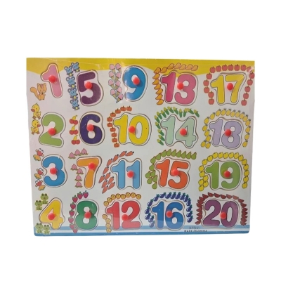 Picture of Wooden Number Puzzle Toy – Montessori Learning Board for Toddlers (1 to 20)