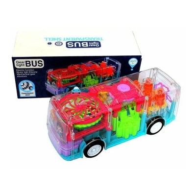 Picture of Transparent Gear Bus Toy for Kids – 3D Mechanical Gears, Colorful Lights & Music (Battery Operated)