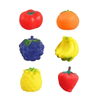 Picture of 6 pcs Fruit Set Soft Toys Squeeze Sound bath toy For Baby