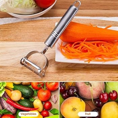Picture of Stainless Steel Multi-function Vegetable Peeler & amp Julienne Cutter Julienne Peeler Potato Carrot Grater Kitchen Tool Silver