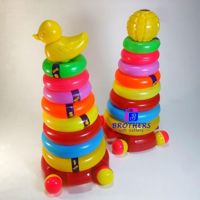 Picture of Rainbow Colour Pyramid Ring Puzzle Toy for early Learning Baby