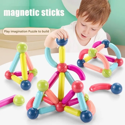 Picture of Strong Magnetic Bar Blocks  Educational Magnetic Building Blocks, STEM Stacking Construction Sticks Games Toys for Age 3+ Kids Toddlers Boys Girls For Gifts