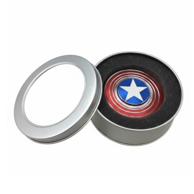 Picture of Red Blue Black Metal Fidget Spinner Spinner Baby Toy Captain America Shield