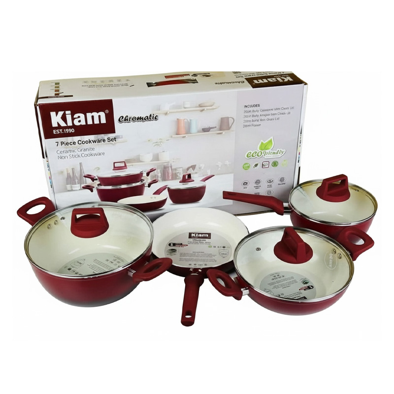 Picture of Kiam 7 Piece Super Ceramic Cookware Set – Non-Stick & Durable Granite Coating - Red