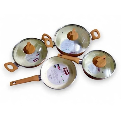 Picture of Kiam 7 Piece Super Ceramic Cookware Set – Non-Stick & Durable Granite Coating - cream Colour 