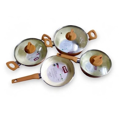 Picture of Kiam 7 Piece Super Ceramic Cookware Set – Non-Stick & Durable Granite Coating - cream Colour 