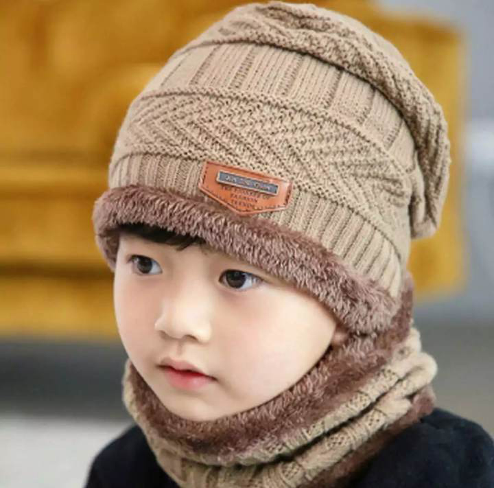 Picture of EMPOISON Kids Warm Winter Beanie Hat & Scarf Set for Boys Girls. Stylish Knit Skull Cap with Fleece Lining, Cold Snow Knit Cap, Air Proof Cap, Ear Warmer Cap