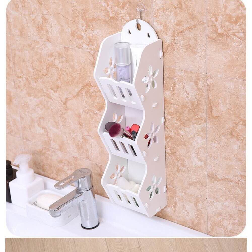 Picture of 3 Leyer Bathroom, Kitchen Corner Rack Router stand Wall Mount Shelf Wood Stand