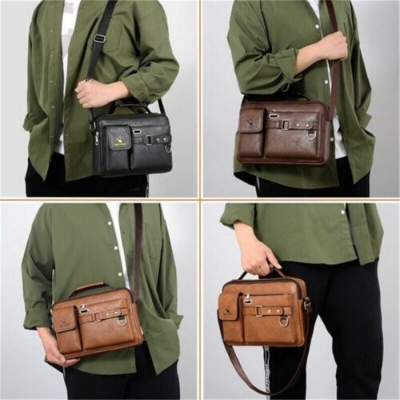 Picture of Men's PU Leather Shoulder Bag Fashion Male Real Cowhide Messenger Cross body Bag Men Business Travel Handbag Boy Phone Bag Multicolor