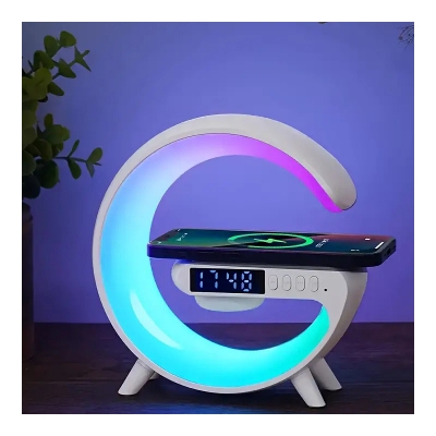 Picture of Smart light sound machine g63 4-IN-1 Bluetooth Speaker Alarm Clock Wireless Charger Home Stereo Loudspeaker Subwoofer RGB Night Light Lamp Fast Charging Station (Charging only For Iphone)
