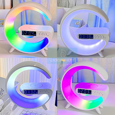 Picture of Smart light sound machine g63 4-IN-1 Bluetooth Speaker Alarm Clock Wireless Charger Home Stereo Loudspeaker Subwoofer RGB Night Light Lamp Fast Charging Station (Charging only For Iphone)