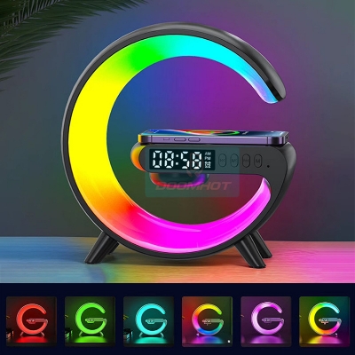 Picture of Smart light sound machine g63 4-IN-1 Bluetooth Speaker Alarm Clock Wireless Charger Home Stereo Loudspeaker Subwoofer RGB Night Light Lamp Fast Charging Station (Charging only For Iphone)