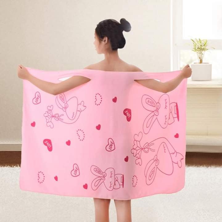 Picture of Bathroom Women Bath Towels Wearable Towel Dress Beach  Adults Bath Gown SPA Sling Robes  Home Nightwear Microfiber Women Bathrobe Bath Towel