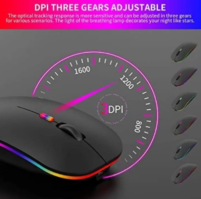Picture of Rechargeable Wireless Mouse RGB Waterproof Optical Mouse, For Pc and Laptop Gamer Dual Model 2.4GHz Mouse